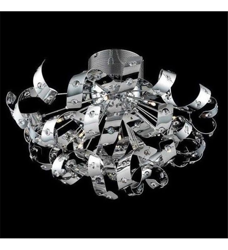 Lampa sufitowa Hair klosz metalowe wstążki zdobione kryształkami