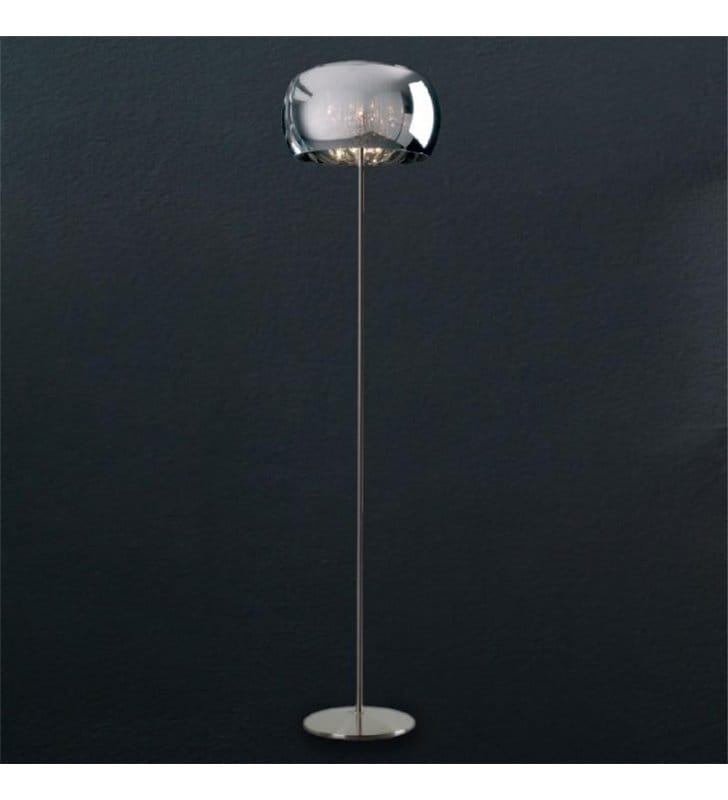 Lampa podłogowa Crystal szklany klosz od wewnątrz podłużne kryształy do salonu jadalni sypialni