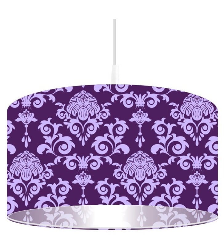 Fioletowa lampa wisząca z ozdobnym dekorem Fioletowy Deseń