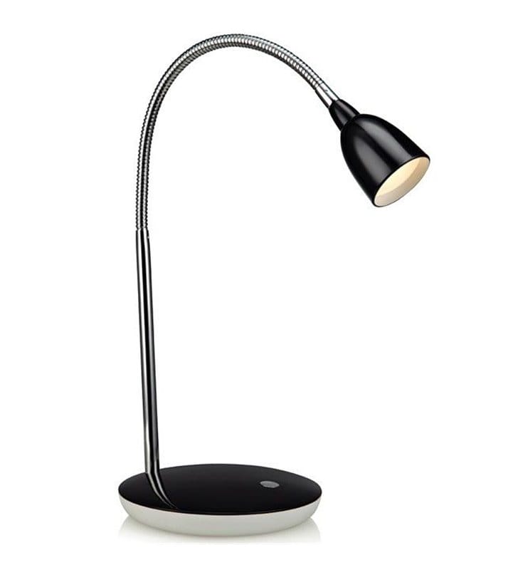 Czarna lampka biurkowa z giętkim ramieniem Tulip włącznik na podstawie lampy