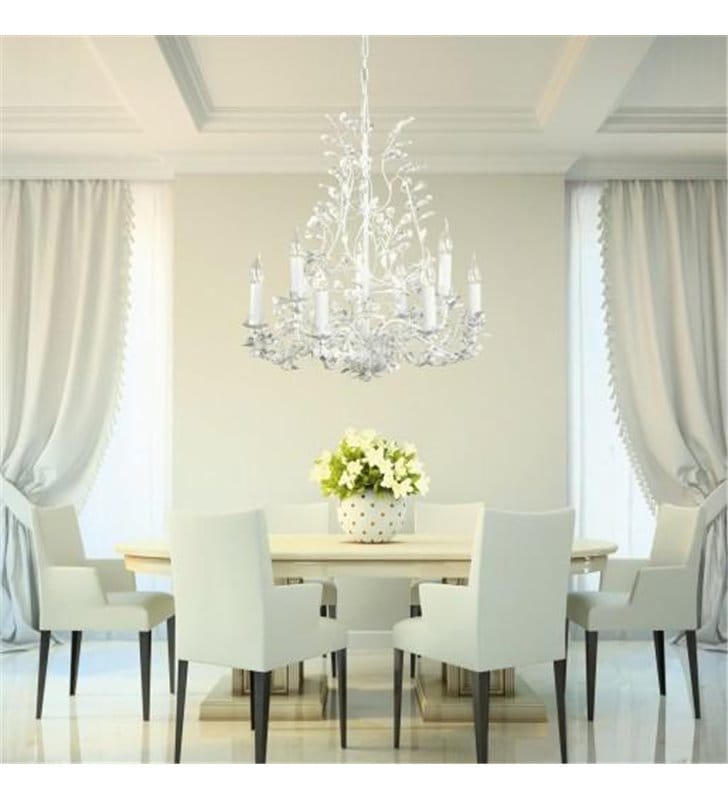 Żyrandol Buquet świecznikowy srebrny z kryształkami 5 punktowy do salonu sypialni jadalni restauracji - DOSTĘPNY OD RĘKI