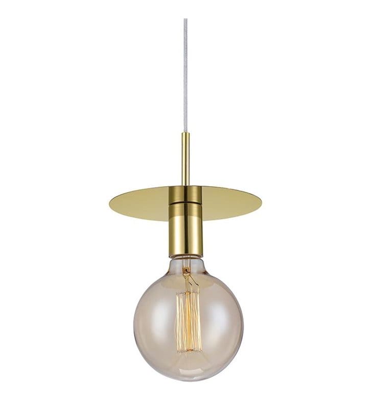 Lampa wisząca Disc mosiądz pojedyncza minimalistyczna oprawka z dekoracyjnym talerzykiem