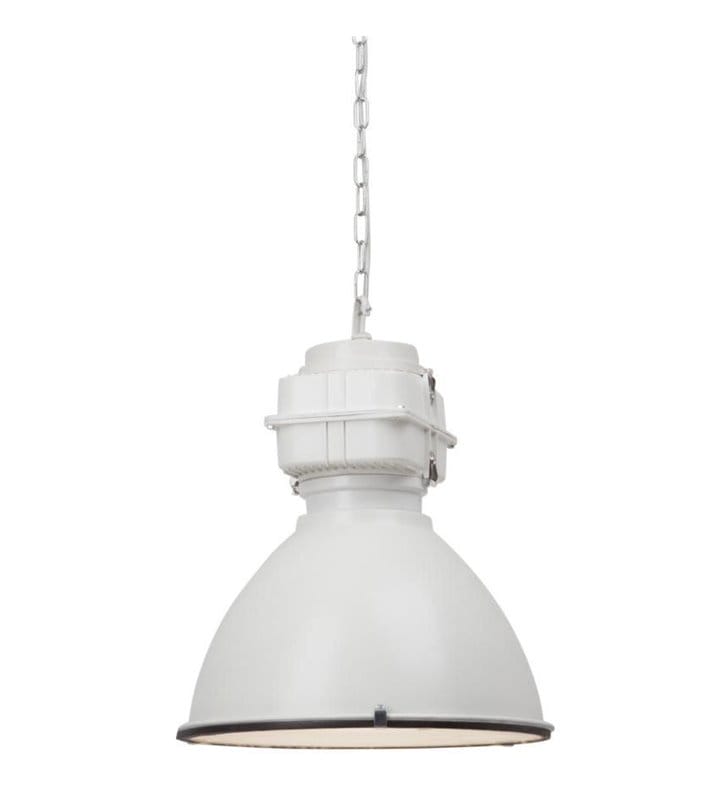 Lampa wisząca Boston metalowa w stylu industrialnym loftowym do nowoczesnego wnętrza biała - OD RĘKI