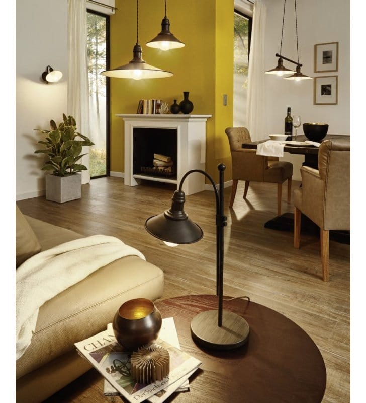 Lampa wisząca Stockbury podwójna metalowa brązowa w stylu vintage retro loftowym
