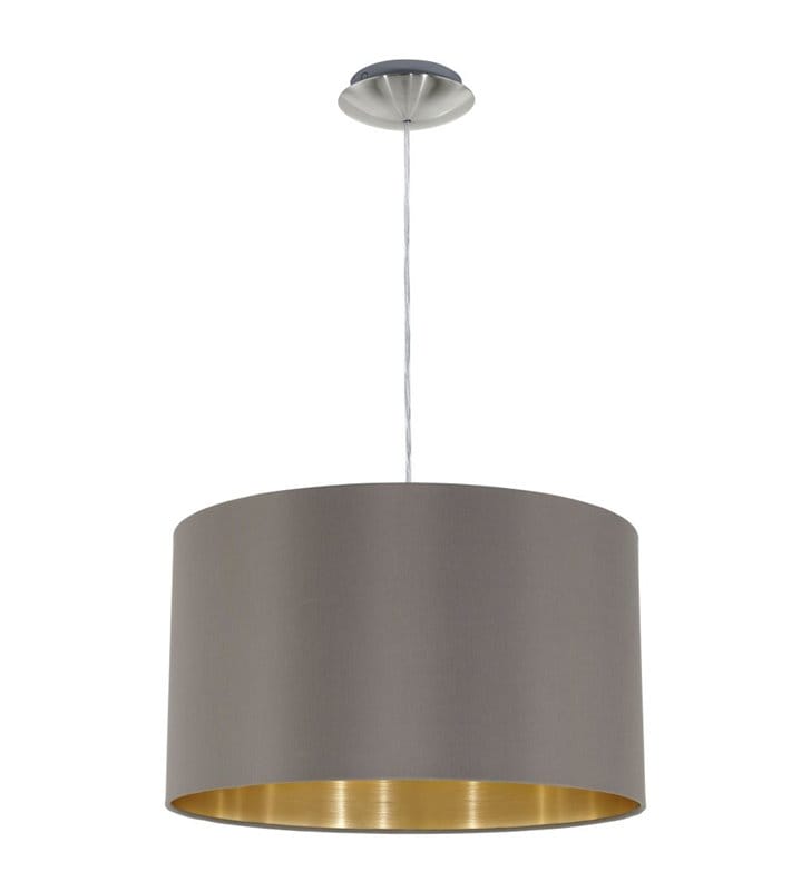Maserlo lampa wisząca do salonu w kolorze cappuccino ze złotym środkiem okrągły abażur 38cm