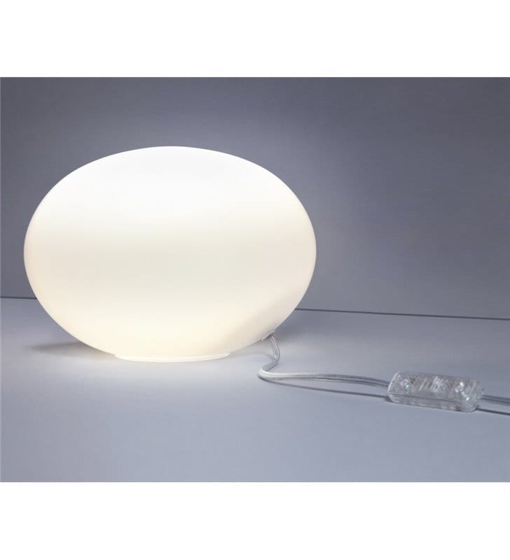 Lampa stołowa Nuage 225 szklana biała kula do salonu sypialni na komodę stolik nocny