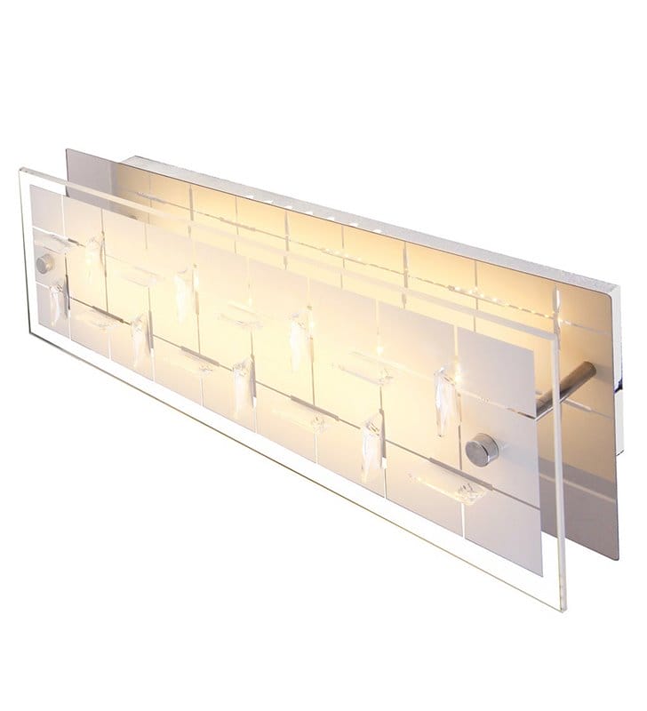Kinkiet Zeltum LED prostokątny szklany klosz ozdobiony kryształkami