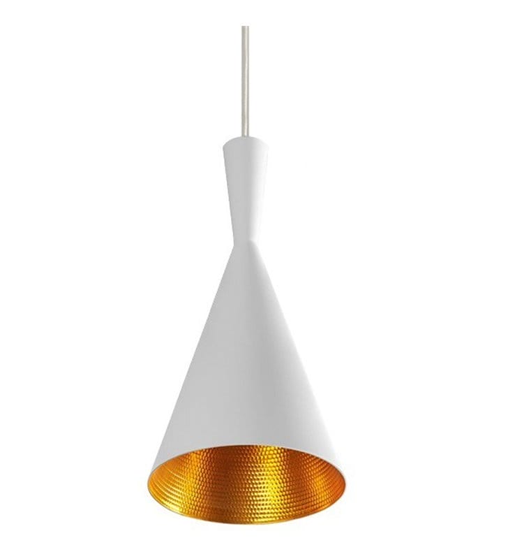 Lampa wisząca Vita biała ze złotym środkiem nowoczesna stożek