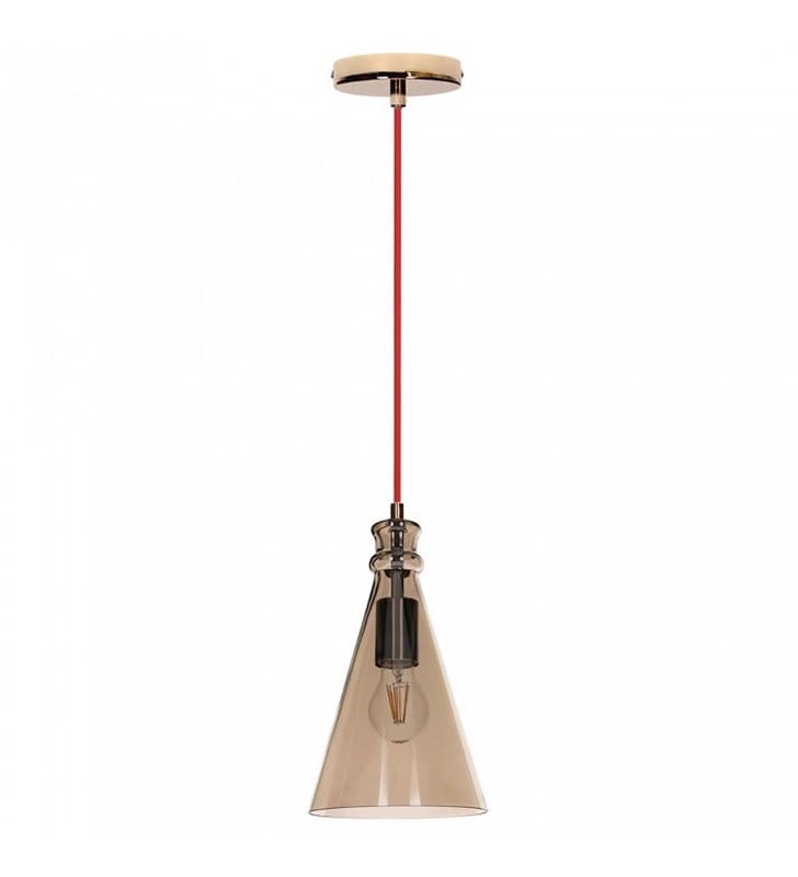 Lampa wisząca Serena klosz szklany transparentny stożek czerwony przewód