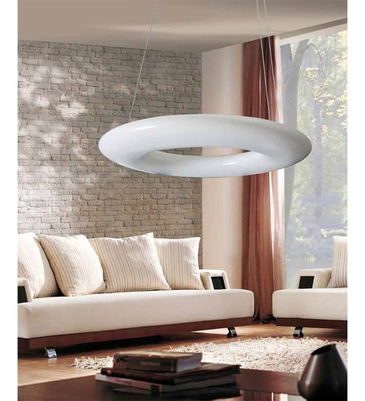 Lampa wisząca Napoli 910 duża nowoczesna okrągła obręcz biała do salonu kuchni jadalni nad stół do sypialni