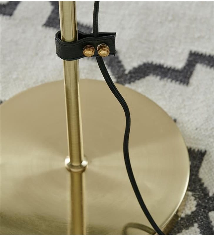 Lampa podłogowa Winston mosiądz klosz szklana bezbarwna tuba produkt szwedzki projektant Joakim Thedin