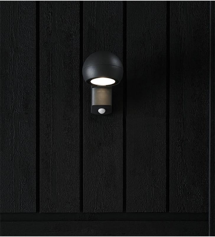 Nowoczesna ścienna lampa ogrodowa z czujnikiem ruchu w kolorze ciemno szarym Tyfon
