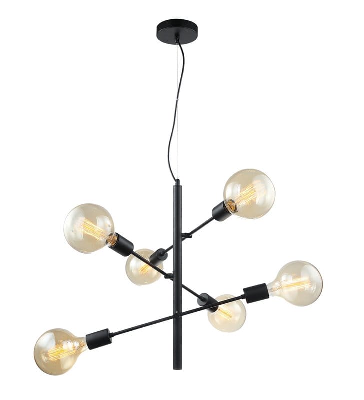Lampa wisząca Madalyn czarna nowoczesna 6 punktowa dekoracyjne żarówki do salonu sypialni jadalni kuchni nad stół