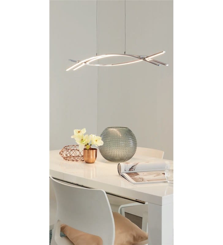 Elegancka nowoczesna lampa wisząca Nevado LED do salonu biura lub jadalni wykończona w chromie