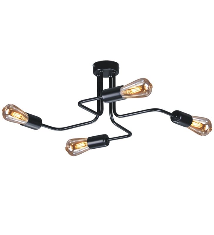 Lampa sufitowa żyrandol Skadi czarny mat poczwórna nowoczesna na przedpokój do salonu pokoju dziennego - OD RĘKI