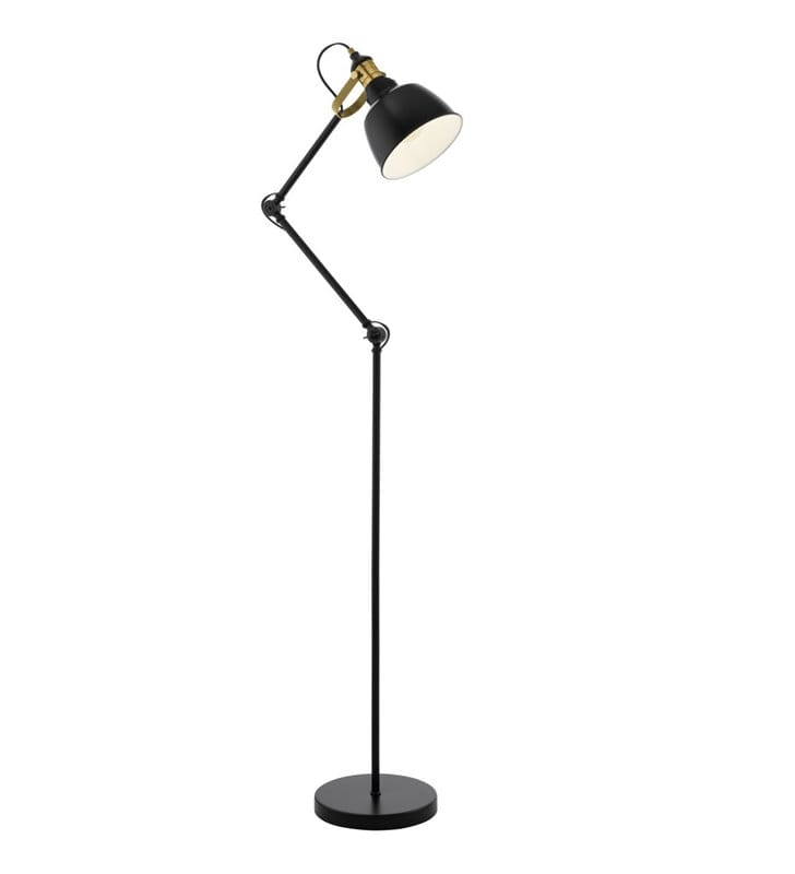 Lampa stojąca Thornford z regulacją ramienia czarna z patynowym wykończeniem styl vintage retro