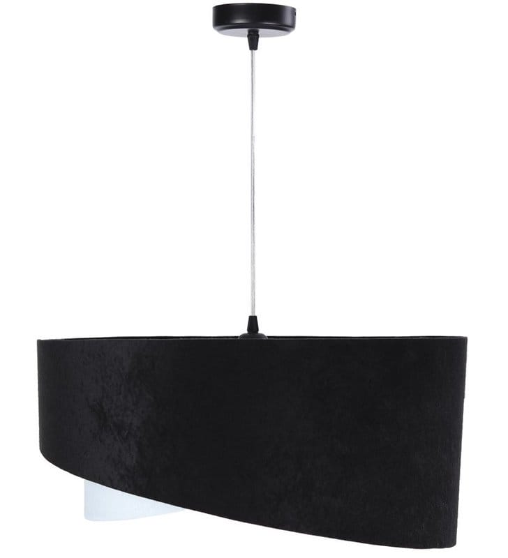Lampa wisząca Abigail czarno biała asymetryczny podwójny abażur z weluru