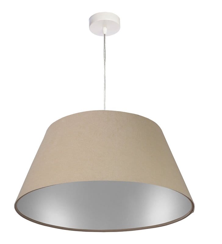 Lampa wisząca Valongo abażur beżowy ze srebrnym wnętrzem do salonu jadalni sypialni