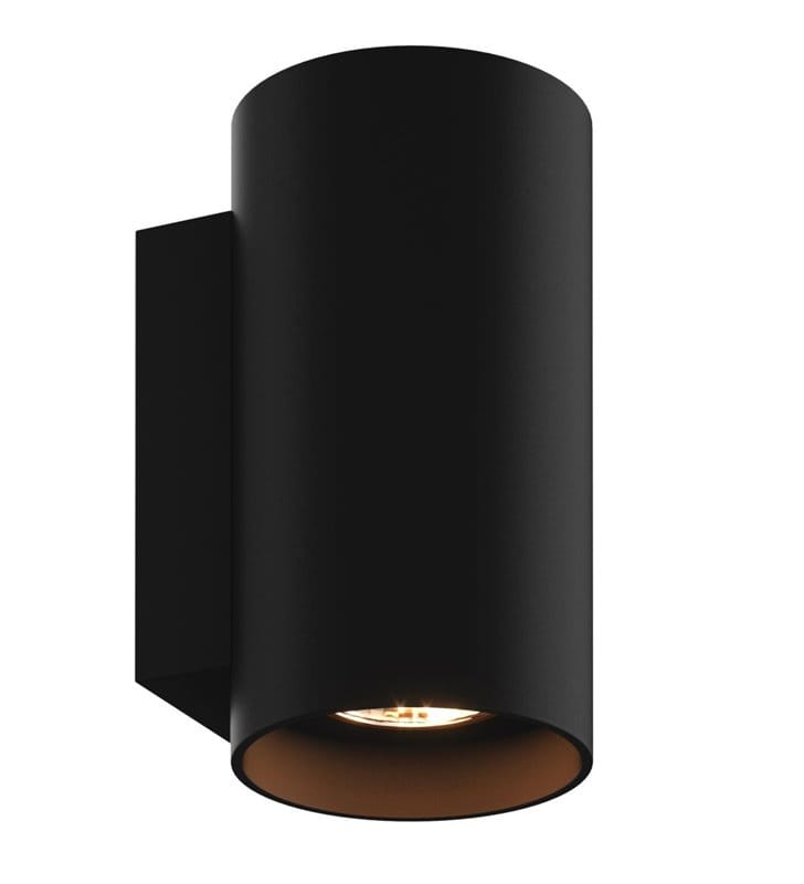 Czarna okrągła lampa ścienna z pionowym strumieniem światła Sandy styl nowoczesny minimalistyczny - OD RĘKI