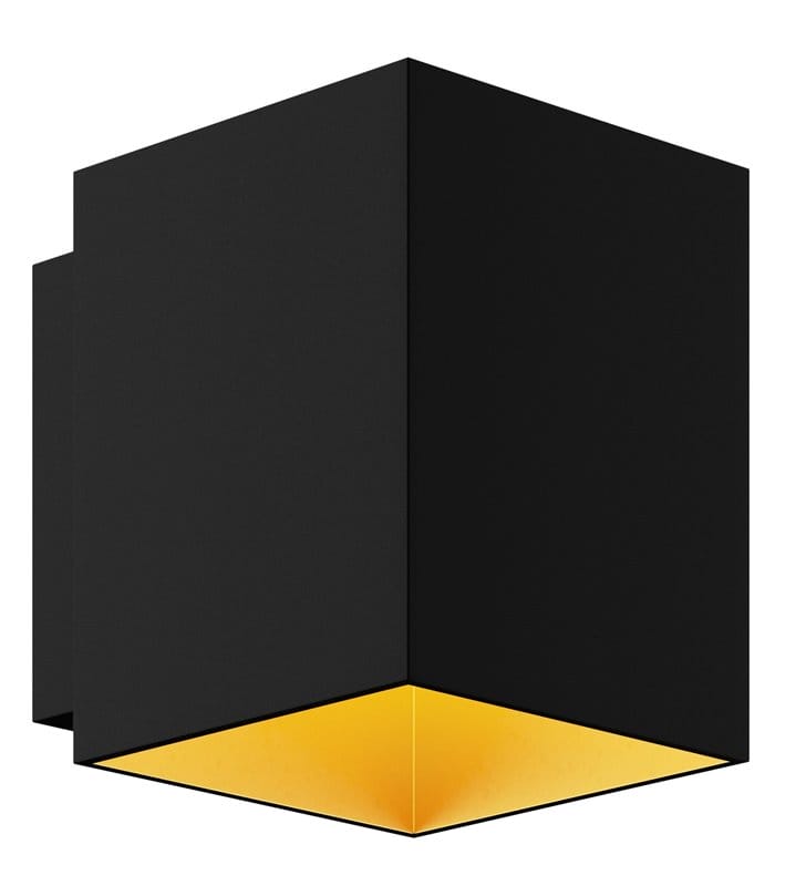 Czarno złoty kinkiet Sola Square do wnętrz w stylu minimalistycznym technicznym nowoczesnym