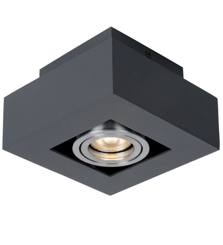 Czarny mały kwadratowy plafon Casemiro 140 nowoczesny 1xGU10 styl techniczny