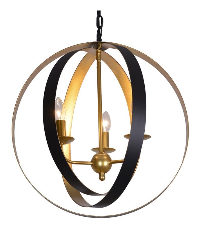 Elegancka czarno złota lampa wisząca Kaia 3 żarówki do salonu sypialni kuchni jadalni