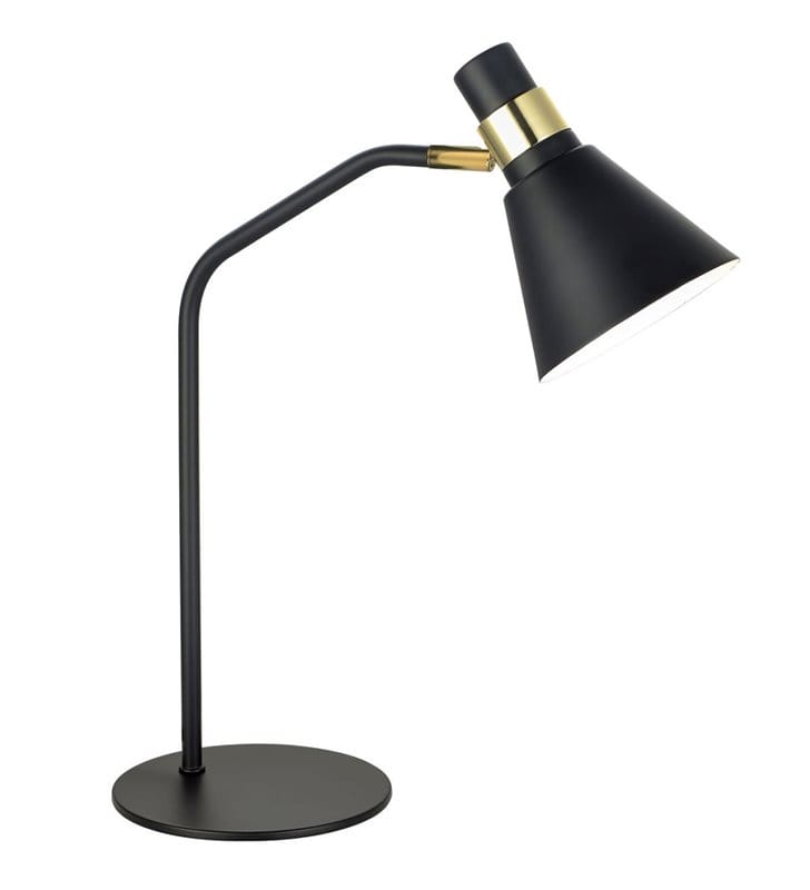 Lampa stołowa biurkowa Biagio czarna matowa ze złotym wykończeniem