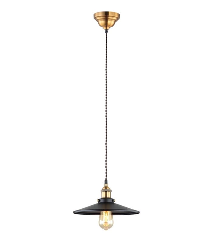 Lampa wisząca Verda czarna detale złote styl retro vintage