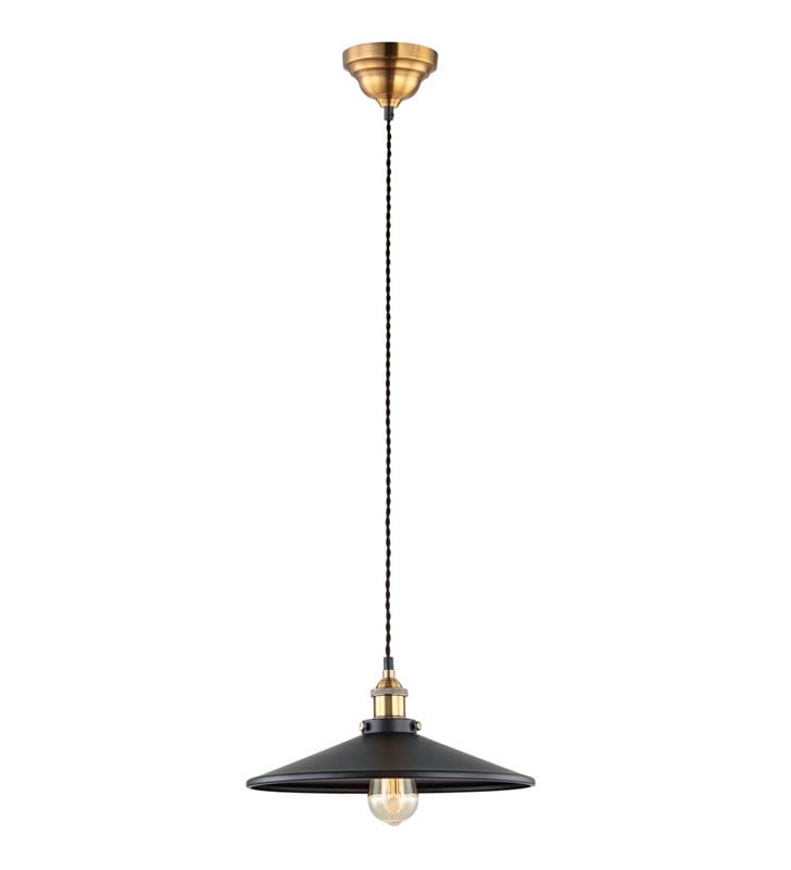 Metalowa czarna 36cm lampa wisząca Verda wykończenie złote styl retro vintage do salonu sypialni kuchni jadalni