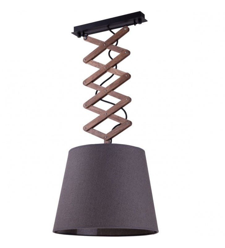 Nowoczesna lampa wisząca z harmonijkowym zawieszeniem regulacja wysokości Tosca szary abażur