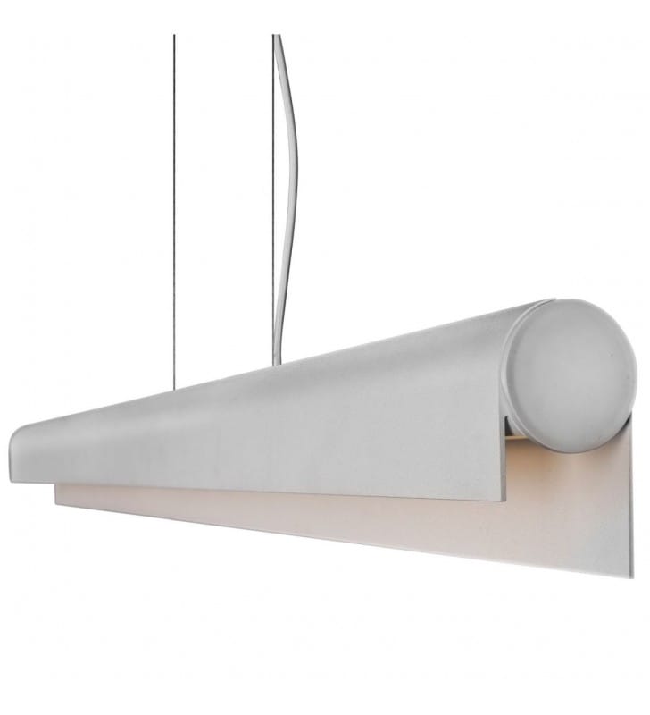 Lampa wisząca Q LED biała podłużna 116cm do biura kuchni jadalni nad stół wyspę kuchenną