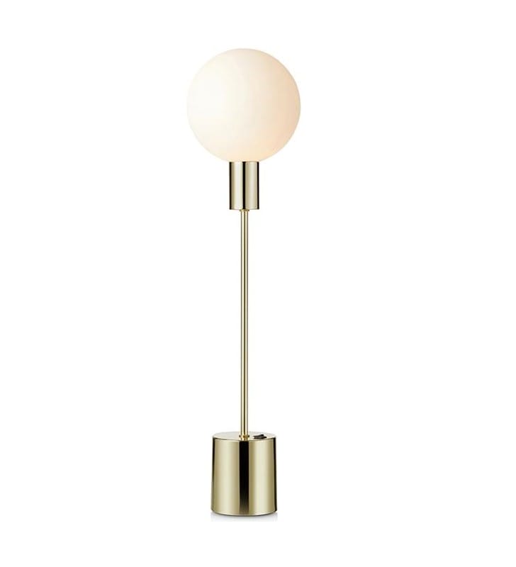 Nowoczesna minimalistyczna lampa stołowa Uno złota włącznik na lampie