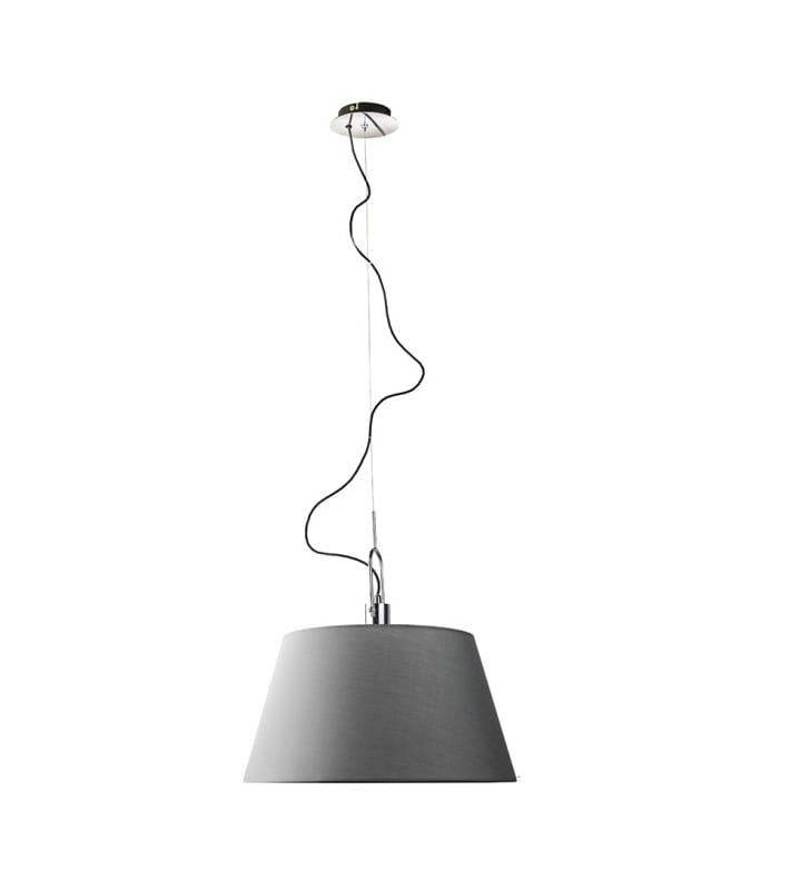 Szara tekstylna lampa wisząca Alicante żarówki zasłonięte do salonu sypialni jadalni średnica 50cm