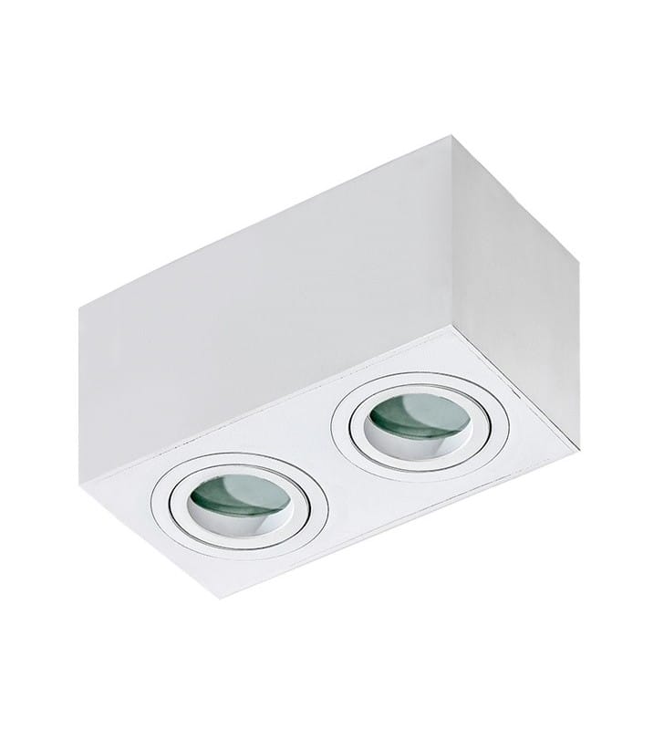 Biała 2 punktowa prostokątna łazienkowa lampa sufitowa Brant