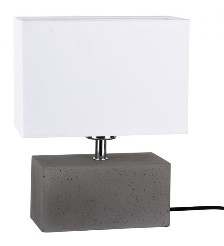 Lampa stołowa Strong Double szara podstawa z betonu biały abażur