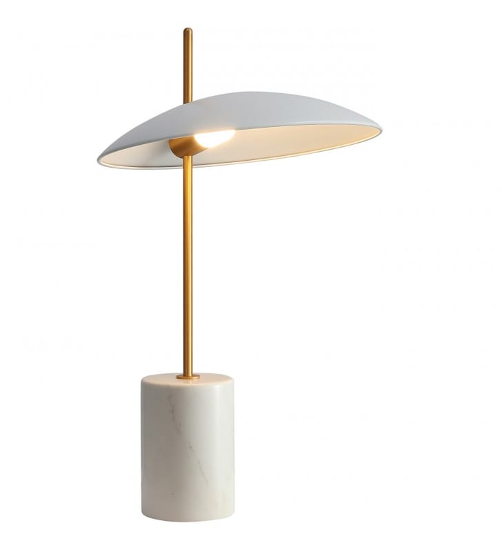 Designerska nowoczesna stylowa lampa Vilai biała ze złotym wykończeniem podstawa marmur