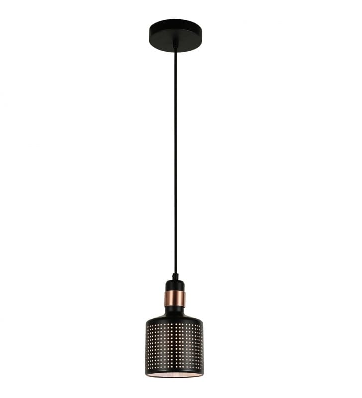 Metalowa pojedyncza lampa wisząca Restenza czarna z miedzianym wykończeniem do sypialni jadalni kuchni salonu