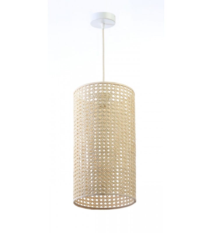 Lampa wisząca Kanako abażur z naturalnego rattanu tuba średnica 25cm do salonu sypialni kuchni jadalni