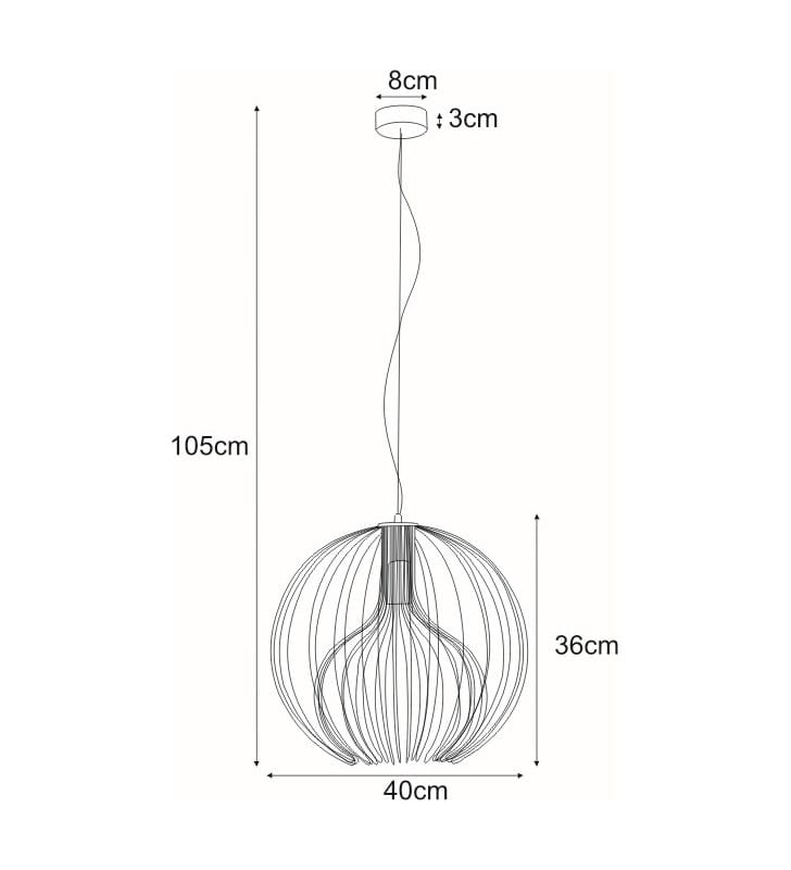 Lampa wisząca Tori czarna błyszcząca kula z drutu średnica 40cm