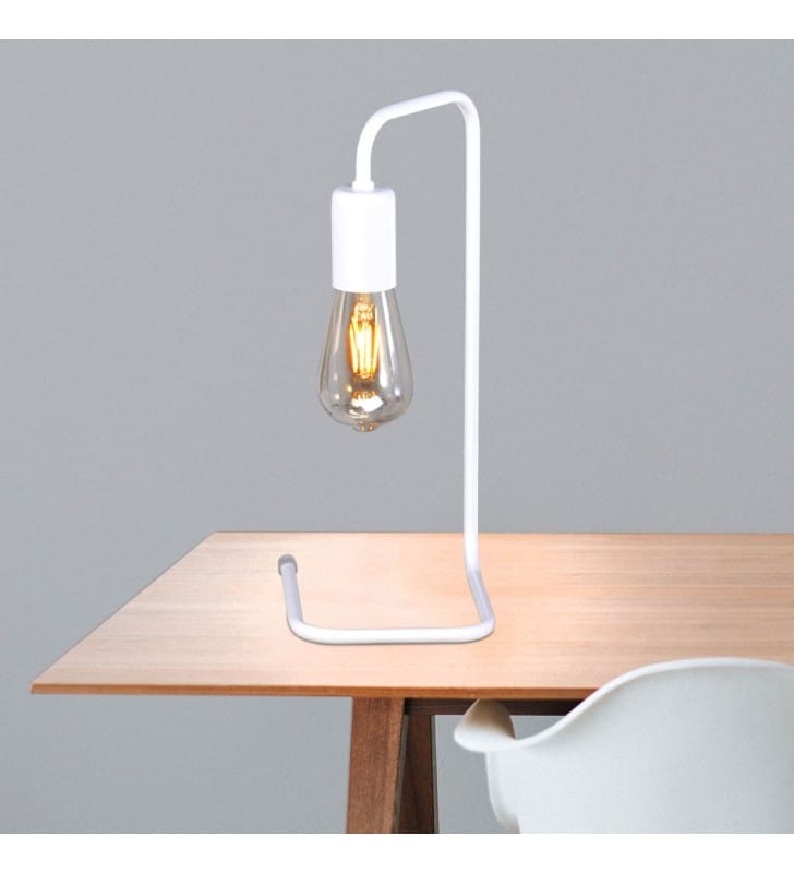Minimalistyczna loftowa biała matowa lampa stołowa Peka - DOSTĘPNA OD RĘKI