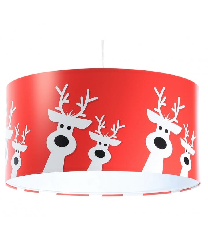 Lampa wisząca Holidays3 czerwona z reniferami motyw świąteczny do pokoju dziecka salonu jadalni kuchni