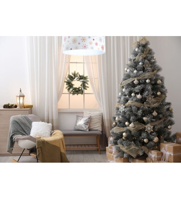 Biała lampa wisząca ze świątecznym dekorem Holidays4 do pokoju dziecka salonu jadalni kuchni sypialni 3 rozmiary