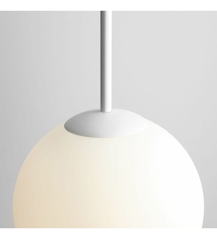 Biała oprawa wisząca Bosso 40cm na 3 żarówki okrągła klosz kula ball szklana do kuchni salonu jadalni sypialni