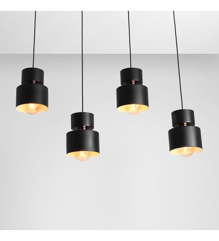 Lampa typu zwis Kadm czarna E27 4 klosze do salonu jadalni kuchni sypialni styl nowoczesny