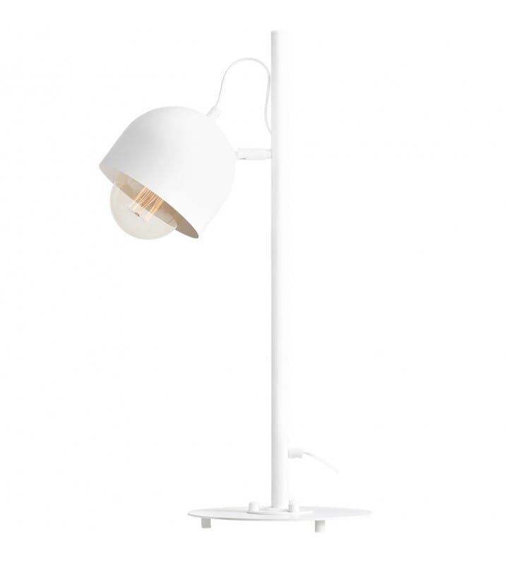 Biała lampa stołowa biurkowa Beryl White nowoczesna metalowa pasuje na biurko i stolik nocny