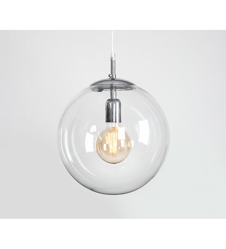 Lampa wisząca Globus bezbarwna 30cm szklana kula do kuchni salonu jadalni sypialni