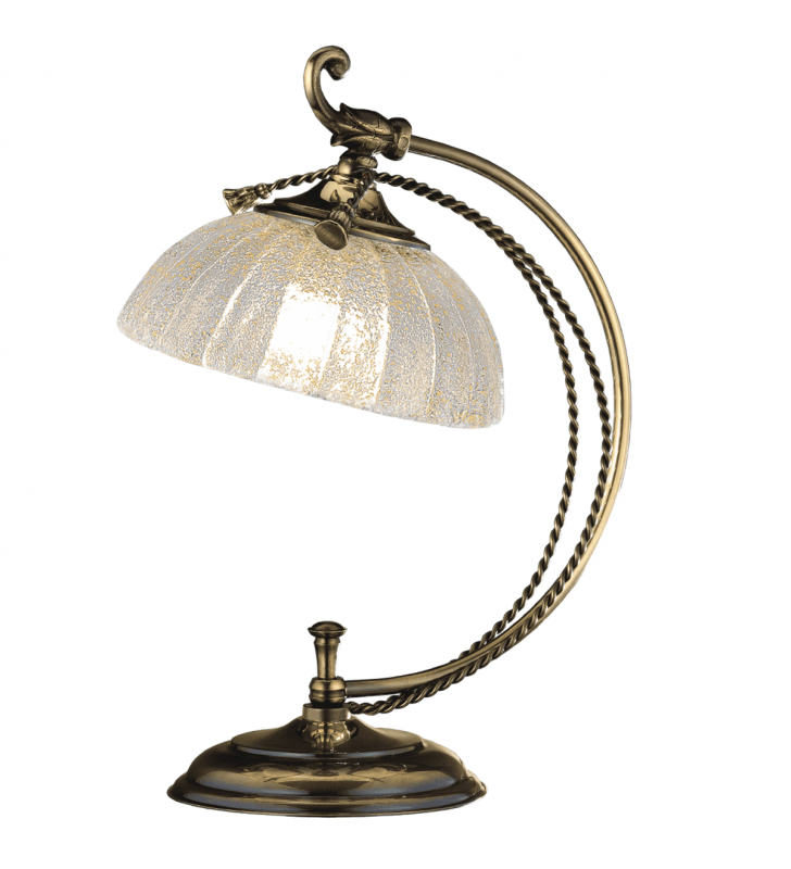 Lampa stołowa Granada patyna połysk szklany klosz ecru lampa stylowa klasyczna elegancka