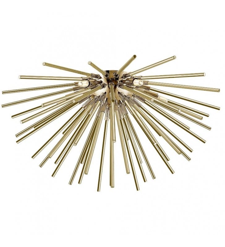 Rozłożysty plafon lampa sufitowa Urchin złota 64cm klosz z metalowych pręcików styl nowoczesny