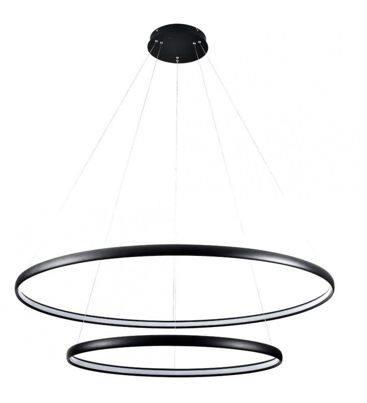 Lampa wisząca czarna Carlo 2 obręcze LED 80 i 120cm 4000K styl nowoczesny minimalistyczny
