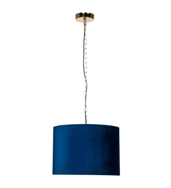 Niebieska 50cm lampa wisząca ze złotą podsufitką do salonu sypialni jadalni kuchni